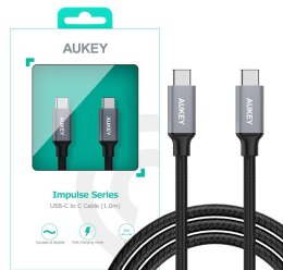 CB-CD5 kabel USB-C - USB-C 1m 60W PD 3A 20V nylonowy oplot czarny