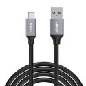 CB-CD3 kabel USB-C - USB-A 2m 60W PD 3A 20V nylonowy oplot czarny