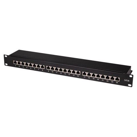 Patchpanel CAT6A 19' 24 porty, STP, czarny