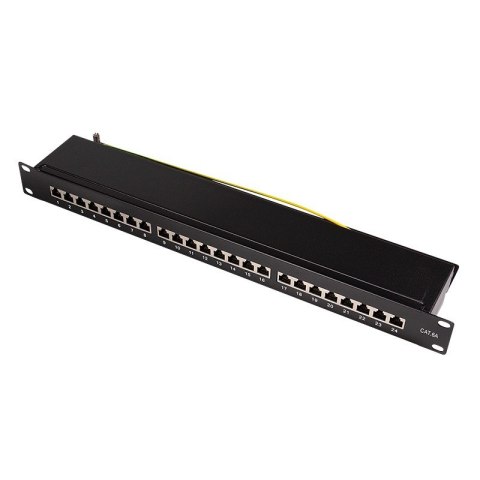Patchpanel CAT6A 19' 24 porty, STP, czarny