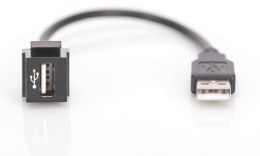 Moduł Keystone USB 2.0 z kablem 16cm, łącznik do gniazd i pustych paneli, żeński/męski, Czarny