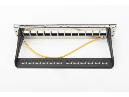 Patch panel 10, 12 port Keystone, pusty, Czarny