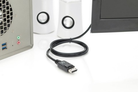 Kabel adapter DisplayPort 1.2 z zatrzaskiem 4K 60Hz UHD Typ DP/HDMI A M/M 1m Czarny Kabel adapter DisplayPort 1.2 z zatrzaskiem 4K 60Hz UHD Typ DP/HDMI A M/M 1m Czarny