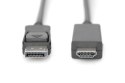 Kabel adapter DisplayPort 1.2 z zatrzaskiem 4K 60Hz UHD Typ DP/HDMI A M/M 1m Czarny