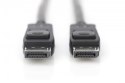Kabel połączeniowy DisplayPort z zatrzaskami 8K 30Hz UHD Typ DP/DP M/M 1m Czarny