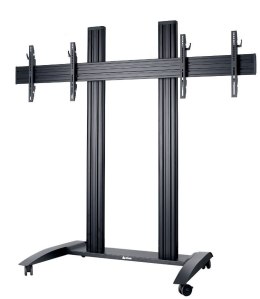 TRV300 Wózek videokonferencyjny do dwóch monitorów jeden obok drugiego 42-55 cali VESA 100×100 - 600×400 120 kg 375-1770 mm