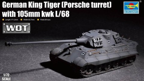 Model plastikowy King Tiger w/ 105mm kWh L/68 Porsche Turret