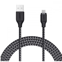 CB-AM1 kabel micro USB - USB-A 1,2m Quick Charge nylonowy oplot czarno-biały