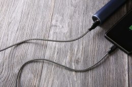 CB-AM1 kabel micro USB - USB-A 1,2m Quick Charge nylonowy oplot czarno-biały