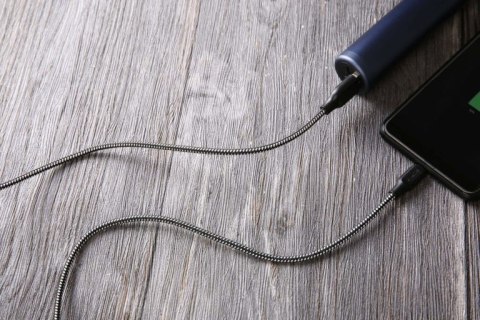 CB-AM1 kabel micro USB - USB-A 1,2m Quick Charge nylonowy oplot czarno-biały