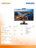 Monitor 242B1H 23.8 IPS DVI HDMI DP Pivot Webcam