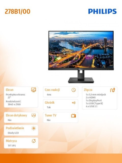 Monitor 278B1 27 IPS HDMIx2 DP Pivot