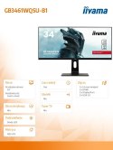Monitor 34 cale GB3461WQSU-B1 IPS,UWQHD,144HZ,1MS,USB3.0,2xHDMI,2xDP.