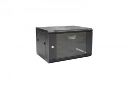 Szafa wisząca jednosekcyjna 19 cali 6U 368/600/450mm drzwi szklane Czarna