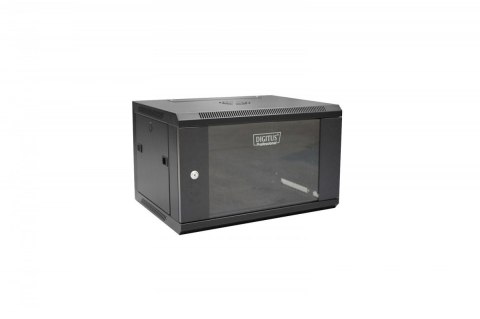 Szafa wisząca jednosekcyjna 19 cali 6U 368/600/450mm drzwi szklane Czarna
