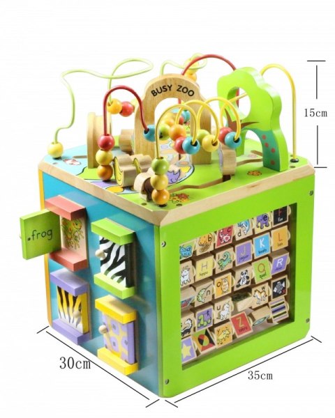 Drewniana kostka edukacyjna duża Zwierzęta Zoo