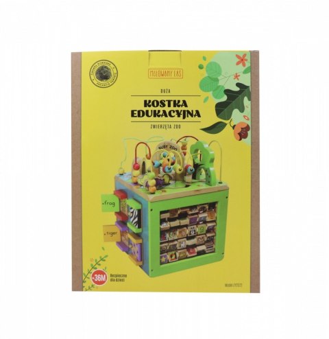 Drewniana kostka edukacyjna duża Zwierzęta Zoo