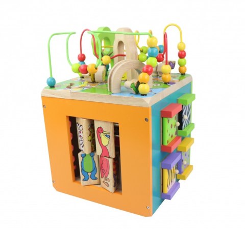 Drewniana kostka edukacyjna duża Zwierzęta Zoo