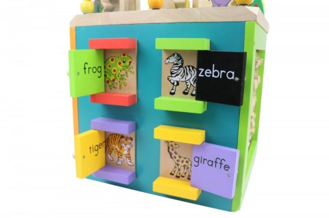 Drewniana kostka edukacyjna duża Zwierzęta Zoo