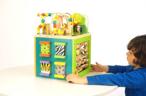 Drewniana kostka edukacyjna duża Zwierzęta Zoo