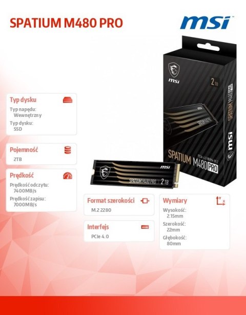 Dysk SSD SPATIUM M480 PRO 2TB M.2 PCIe4 7400/7000MB/s