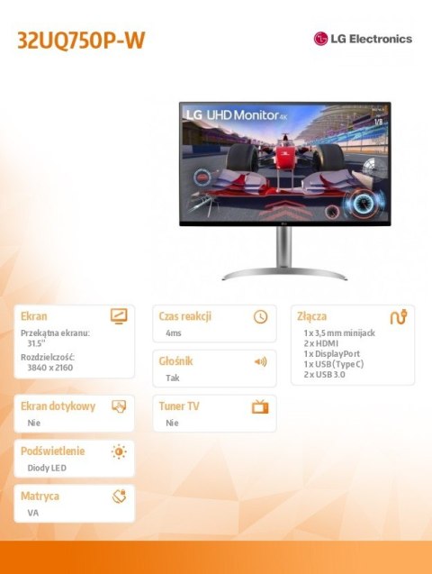Monitor 32UQ750P-W 31.5 cala UHD 4K HDR