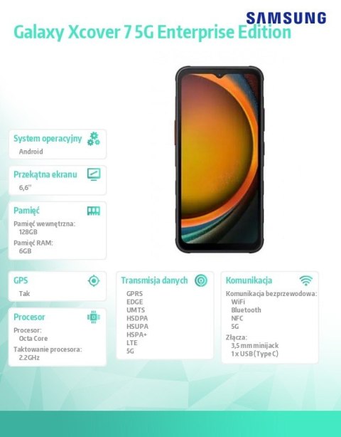 Smartfon Galaxy Xcover 7 5G (6+128GB) Enterprise Edition czarny