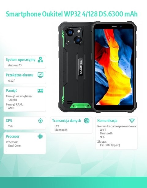 Smartfon WP32 4/128GB 6300 mAh DualSIM zielony