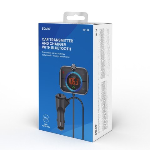 Transmiter samochodowy FM z Bluetooth i ładowarką PD, TR-14 Transmiter samochodowy FM z Bluetooth i ładowarką PD, TR-14