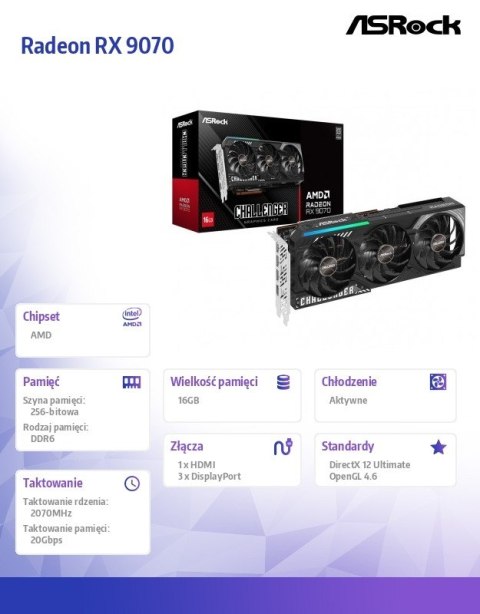 Karta graficzna Radeon RX 9070 Challenger 16GB