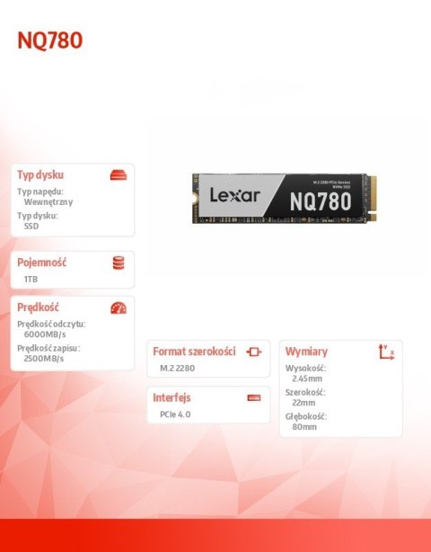 Dysk SSD NQ780 1TB Gen4 NVMe 2280 6000/2500 Dysk SSD NQ780 1TB Gen4 NVMe 2280 6000/2500