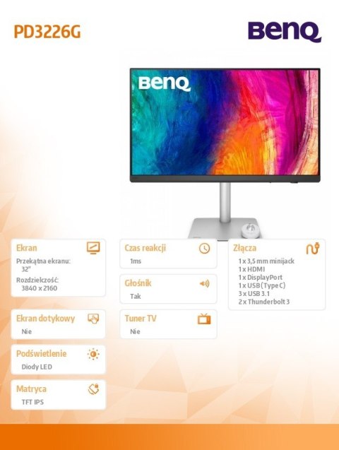 Monitor 32 cale PD3226G 4K LED 5ms/144Hz/IPS/Graficzny Monitor 32 cale PD3226G 4K LED 5ms/144Hz/IPS/Graficzny