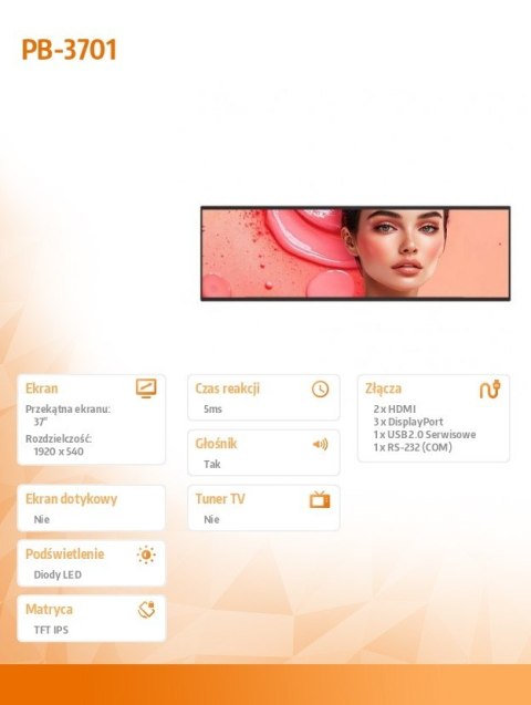 Monitor wielkoformatowy PB-3701 37 cali 32:9 700NIT SLIM