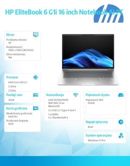 Notebook EliteBook 6 G1i U7-265U 512GB/24GB/W11P/16.0 C51GRET