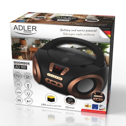 Radio Boombox CD MP3 AD1181 czarno-miedziany Radio Boombox CD MP3 AD1181 czarno-miedziany