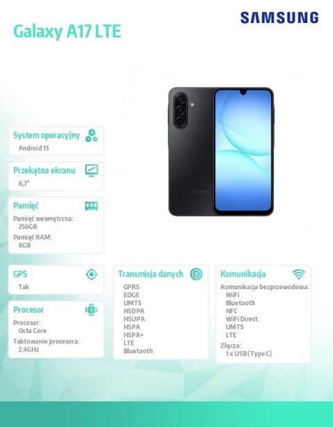 Smartfon Galaxy A17 LTE 8/256GB Retail czarny