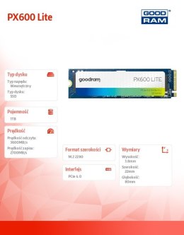 Dysk SSD PX600 Lite 1TB Gen4x4 NMVe 2280 3600/2700MB/s