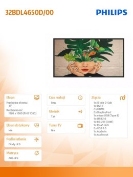 Monitor 32BDL4650D 32 cale Public Display