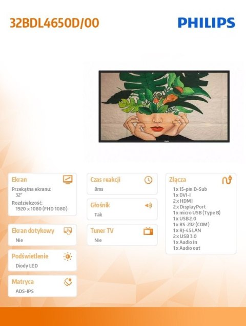 Monitor 32BDL4650D 32 cale Public Display