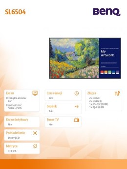 Monitor 65 cali SL6504 4K LED 1200:1/3840x2160/HDMI