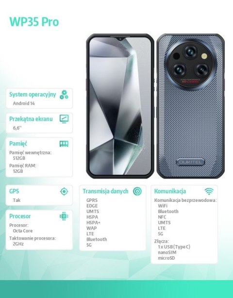 Smartfon WP35 Pro 5G 12/512GB IP69K Złoty