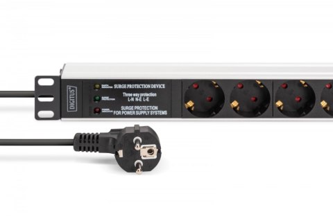 Listwa zasilająca PDU Rack 19" z zabezpieczeniem przeciwprzepięciowym + filtr EMI/RFI, 7 gniazd Schuko CEE 7/3, kabel 2m, wtyk U Listwa zasilająca PDU Rack 19" z zabezpieczeniem przeciwprzepięciowym + filtr EMI/RFI, 7 gniazd Schuko CEE 7/3, kabel 2m, wtyk U