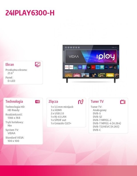Telewizor LED 24 cale 24IPLAY6300-H Telewizor LED 24 cale 24IPLAY6300-H
