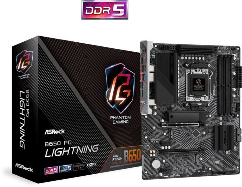 ASROCK Płyta główna B650 PG LIGHTNING AM5 4DDR5 HDMI M.2 ATX ASROCK Płyta główna B650 PG LIGHTNING AM5 4DDR5 HDMI M.2 ATX