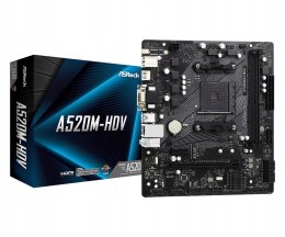 ASROCK Płyta główna A520M-HDV AM4 2DDR4 HDMI/DVI/VGA M.2 mATX