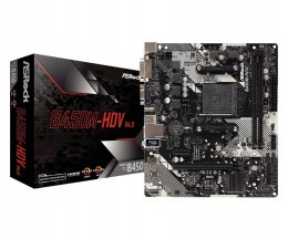 ASROCK Płyta główna B450M-HDV R4.0 AM4 2DDR4 VGA/DVI/HDMI/M.2 uATX