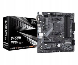 ASROCK Płyta główna B450M PRO4 R2.0 AM4 4DDR4 HDMI uATX