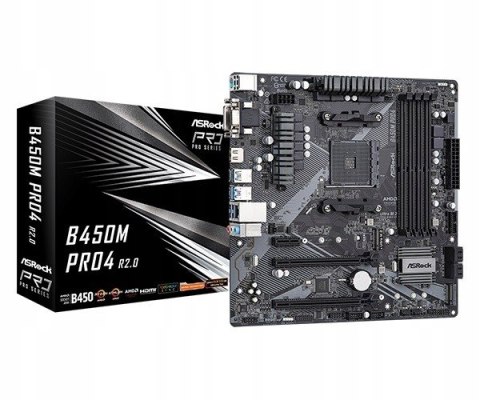 ASROCK Płyta główna B450M PRO4 R2.0 AM4 4DDR4 HDMI uATX ASROCK Płyta główna B450M PRO4 R2.0 AM4 4DDR4 HDMI uATX