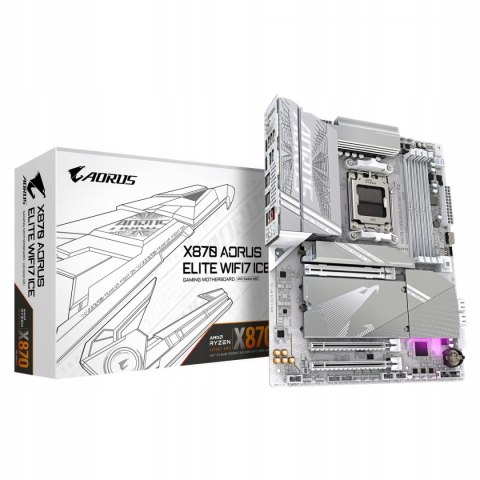 GIGABYTE Płyta główna X870 A ELITE WF7 ICE AM 5 4DDR5 HDMI/USB-C ATX GIGABYTE Płyta główna X870 A ELITE WF7 ICE AM 5 4DDR5 HDMI/USB-C ATX
