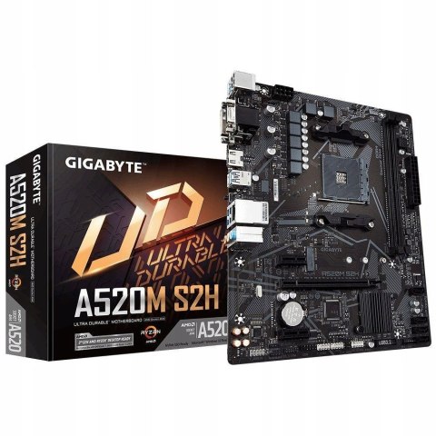 GIGABYTE Płyta główna A520M S2H AM4 2DDR4 M.2 HDMI/DVI mATX GIGABYTE Płyta główna A520M S2H AM4 2DDR4 M.2 HDMI/DVI mATX